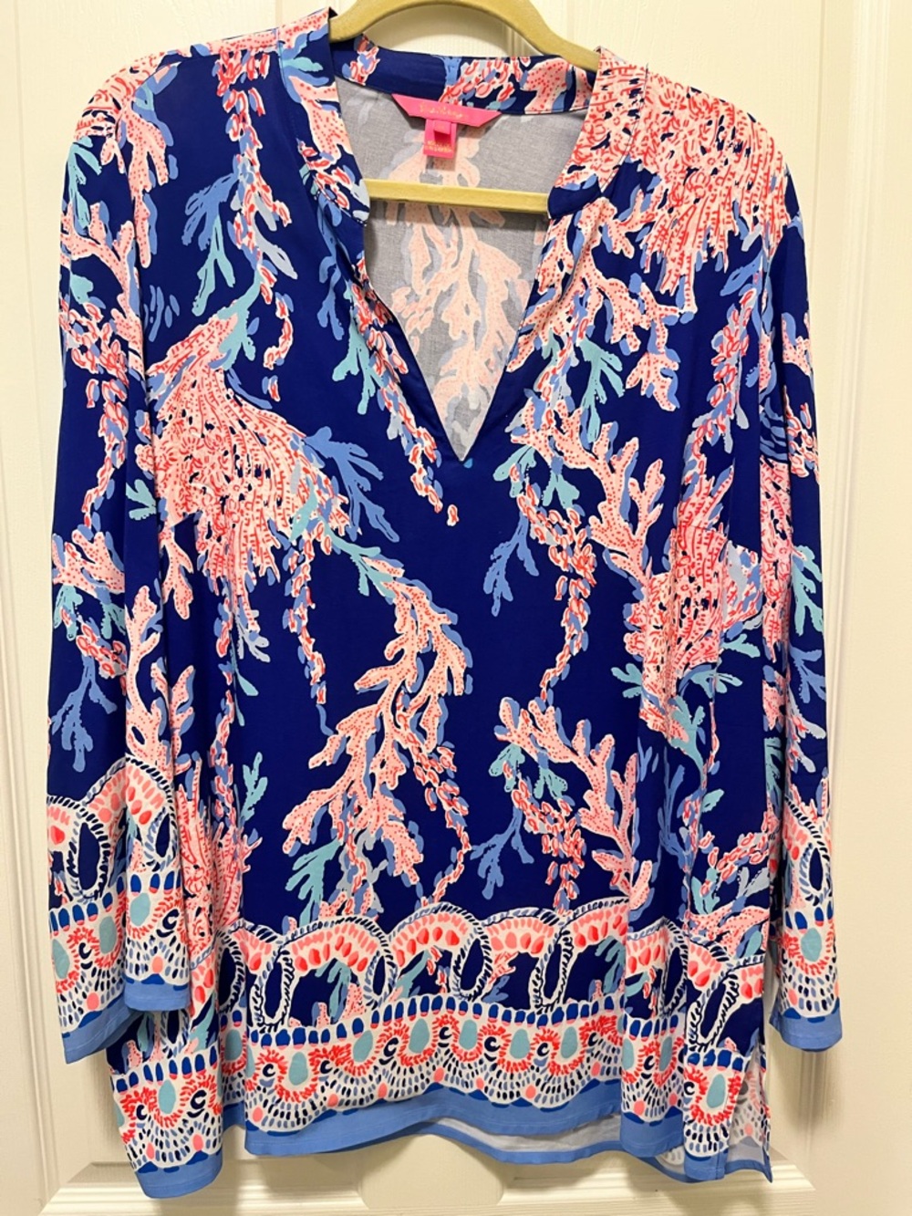 Lilly Pulitzer Navy and Coral Printed Tunic
